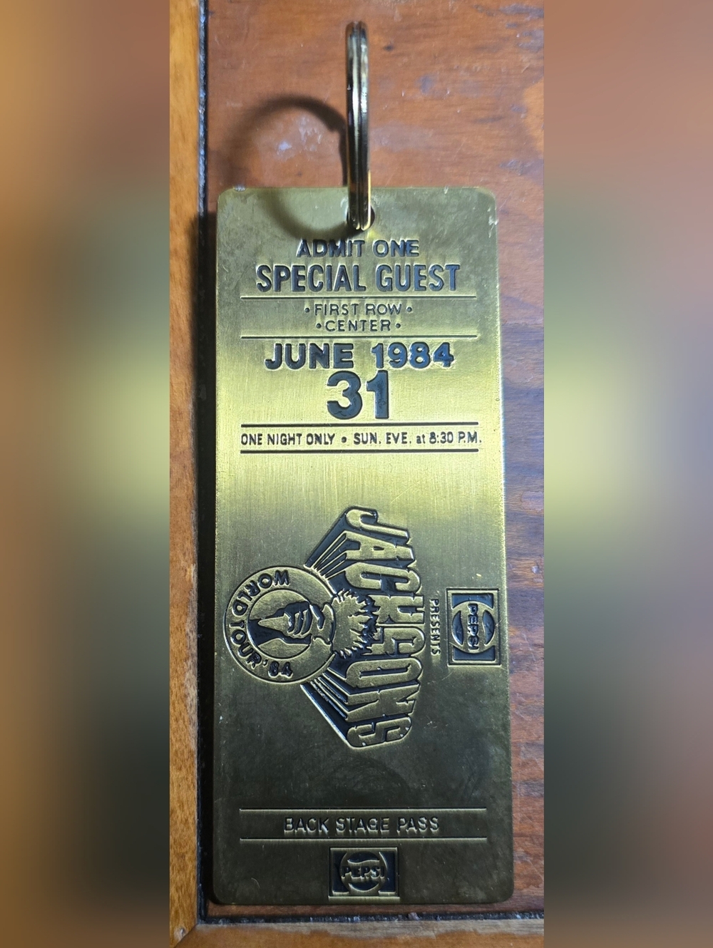Jacksons 1984 World Tour Brass Backstage Pass with Pepsi Logo